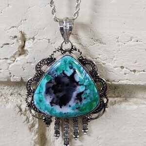 Vintage Native American Large Turquoise Sterling Silver Necklace